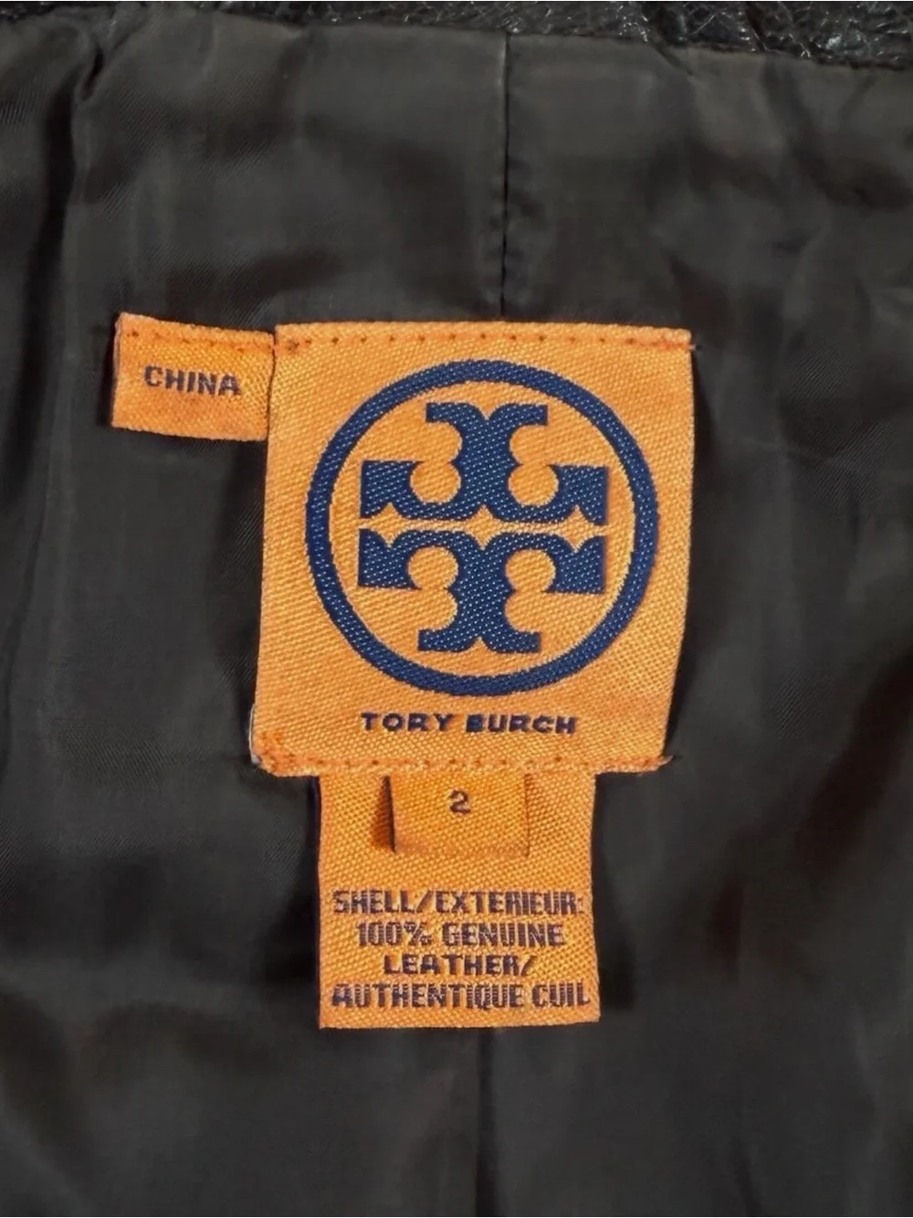 Tory Burch Brown Leather Moto Jacket Women’s Size 2 XS/S Buckle Funnel Neck Y2K